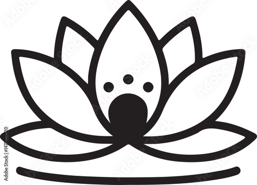 A minimal water lily icon with floating petals and a central core._traced
