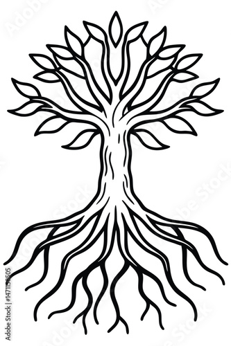 Tree Roots Icon on White Background