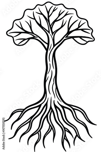 Tree Roots Icon on White Background