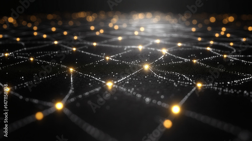 Abstract network with glowing dots and connecting lines illustrating digital connection