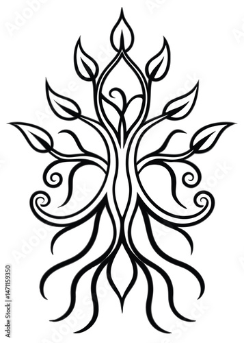 Artistic Root Flourish on White Background