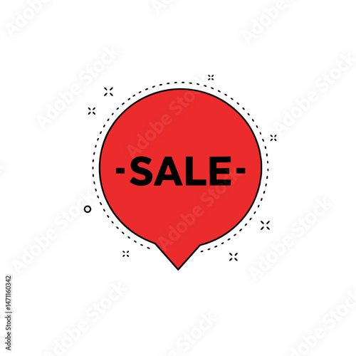 Red map pin sale icon for store locations, discount banners, and ecommerce promotions