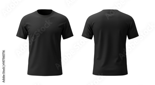 Front and back view of a blank black t-shirt mock-up