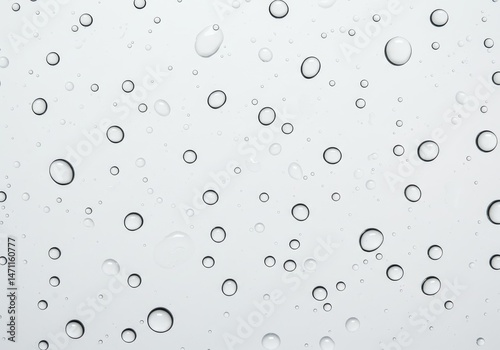 Water droplets of various sizes on a clear glass surface