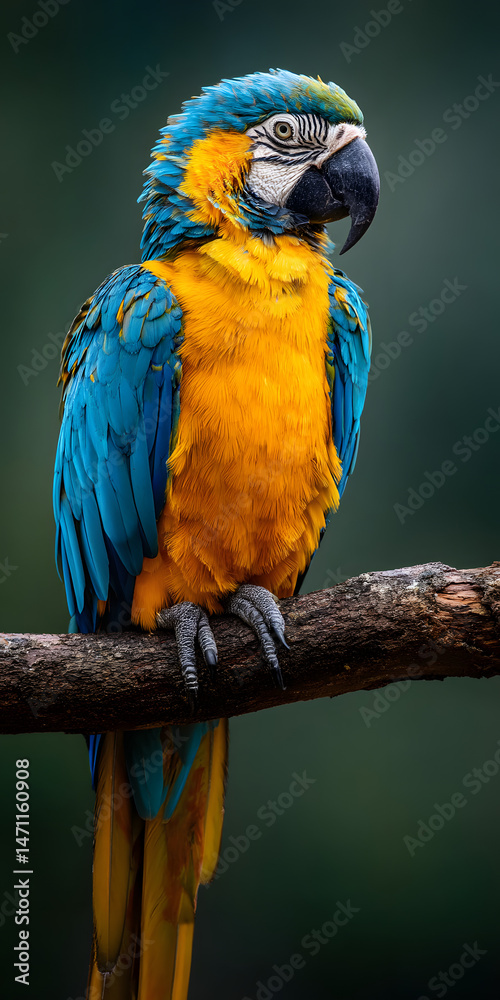 Obraz premium Vibrant Parrot Perched on a Tropical Branch