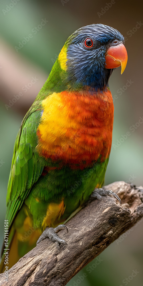 Obraz premium Vibrant Tropical Parrot Perched on a Branch