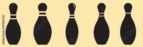 Bowling pins silhouette, Bowling pins clip art, bowling ball and pin vector style with white background