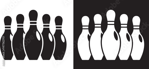 Bowling pins silhouette, Bowling pins clip art, bowling ball and pin vector style with white background