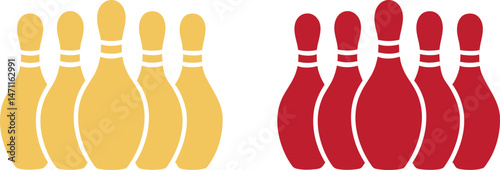 Bowling pins silhouette, Bowling pins clip art, bowling ball and pin vector style with white background