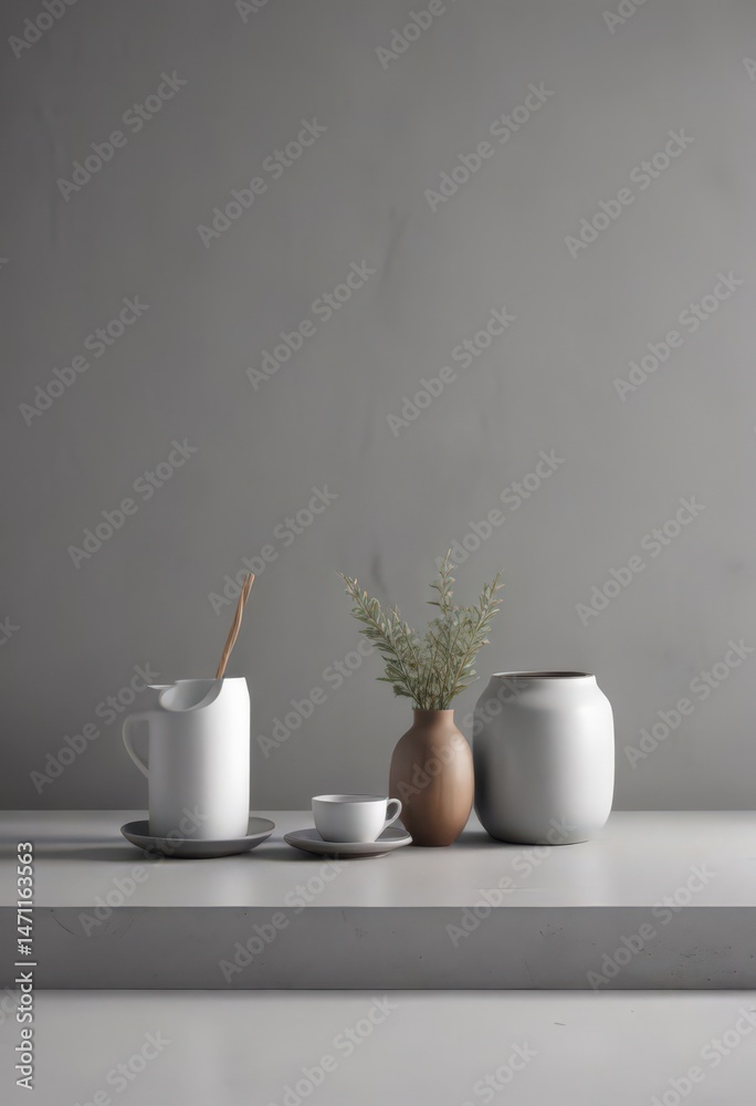 Fototapeta premium Simple gray scene, soft shadows enhance product detail , showcase, visual, clean