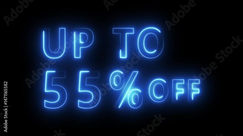 Neon sale discount offer. Promotion sale animation.