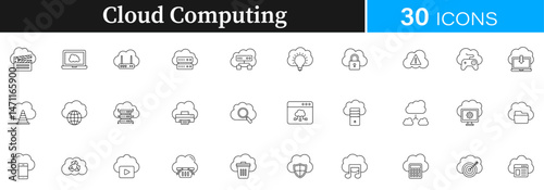 Cloud Computing icon pack | Detailed Outline | Editable Stoke 30 icon | Victor illustrator.