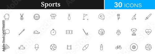 Sports, Game, Olympic icon pack | Detailed Outline | Editable Stoke 30 icon | Victor illustrator.