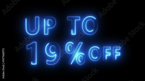 Neon sale discount offer. Promotion sale animation.