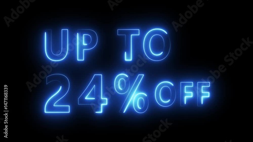 Neon sale discount offer. Promotion sale animation.