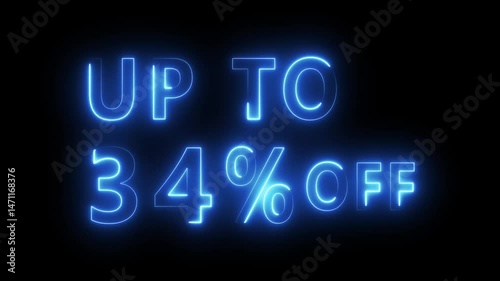 Neon sale discount offer. Promotion sale animation.