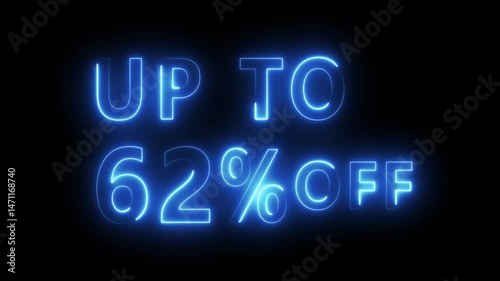 Neon sale discount offer. Promotion sale animation.