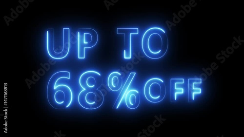 Neon sale discount offer. Promotion sale animation.