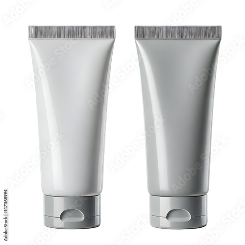 Empty white cosmetic grey tube isolated on white background