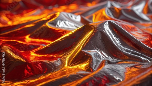 A Vibrant Mix of Metallic Hues Resembling Molten Lava Flow