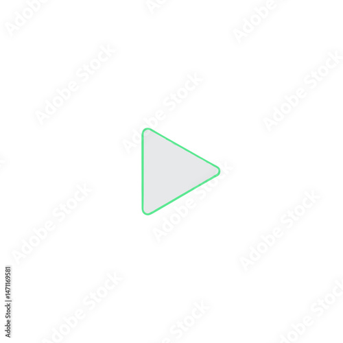 Simple green play button outline on a white background