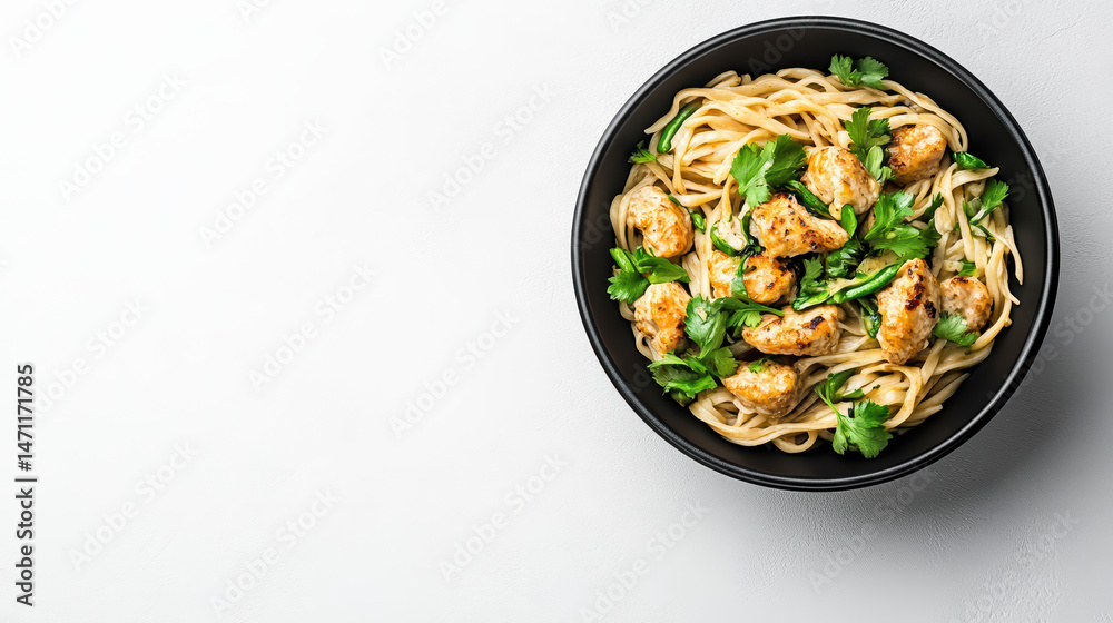 Delicious pasta dish with meatballs and fresh herbs Delicious pasta dish with meatballs and fresh herbs
