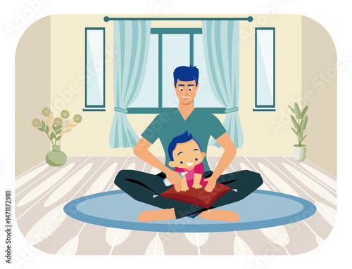 Father Gives Milk to His Child at Home in a Comfortable Atmosphere