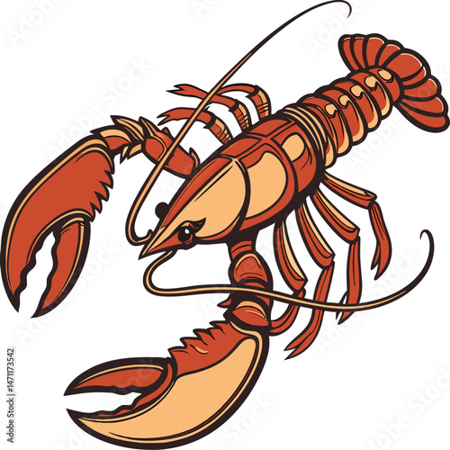 Colored Lobster Design Illustration. Artistic Lobster Design Graphic. Bright Lobster Design Art. Lobster Design with Colorful Style