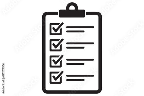 Simple black and white checklist clipboard silhouette icon
