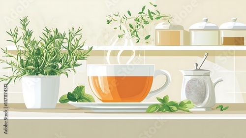 Herbal Tea Kitchen Still Life.