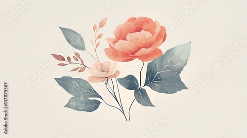 Peach  Cream Floral Bouquet.