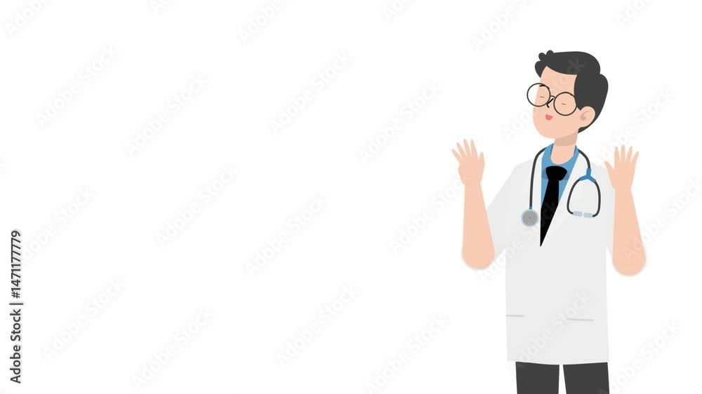 Doctor is standing and giving a lecture cartoon animation
