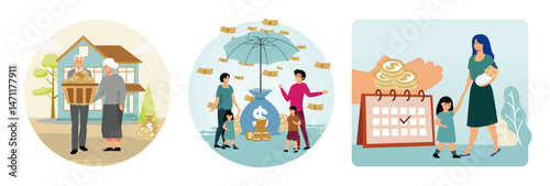 Pension scheme concept.  Family Financial Planning with Wealth Protection. Parental allowance.