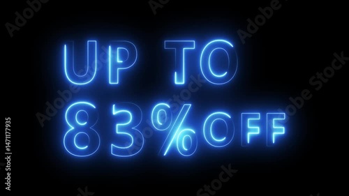 Neon sale discount offer. Promotion sale animation.