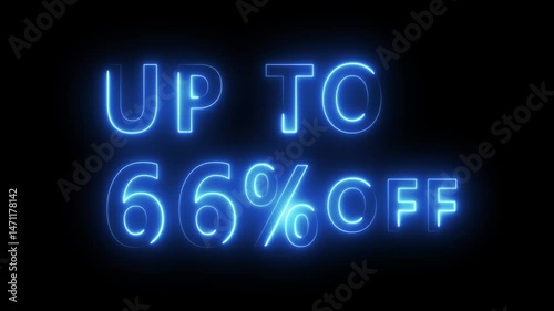 Neon sale discount offer. Promotion sale animation.