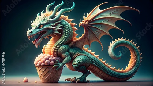 Wallpaper Mural Fantasy Dragon with Ice Cream Cone Torontodigital.ca