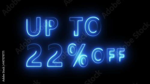 Neon sale discount offer. Promotion sale animation.