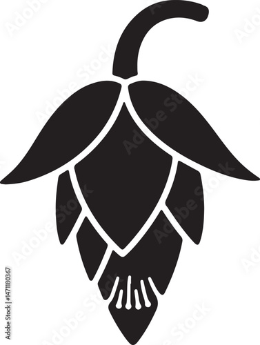 A banana blossom icon with a drooping, layered structure_traced