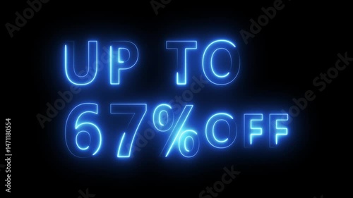 Neon sale discount offer. Promotion sale animation.