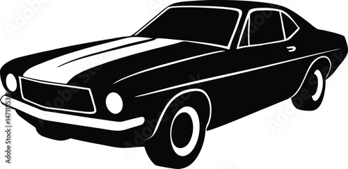 Retro sports car vector - 1960s racing outline, EPS JPEG PNG