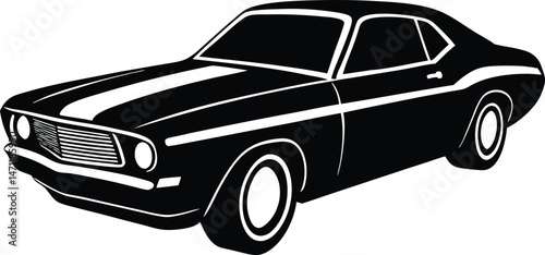 50s luxury car vector silhouette - iconic design, EPS JPEG PNG