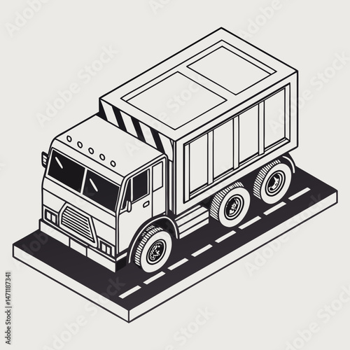 Isometric delivery truck icon with soft 3D vector shading