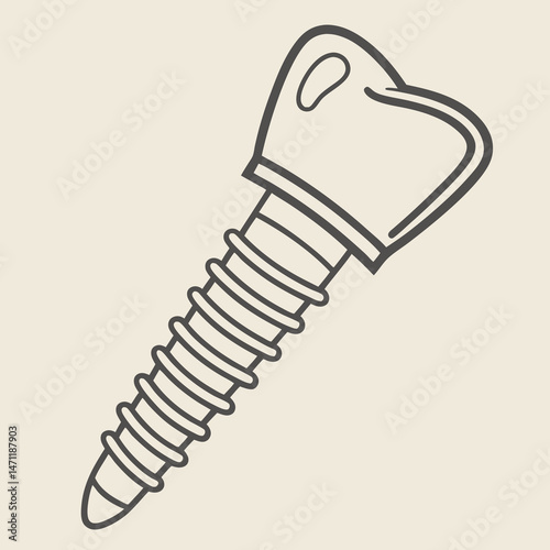 Flat design dental implant icon with clean clinical theme