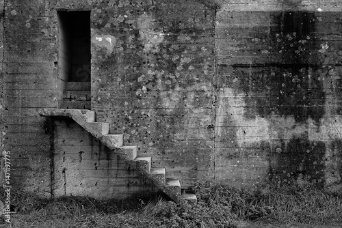 Detail of World War II bunker on Utah beach in Normandy France near Saint-Martin-de-Varreville