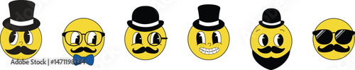 Set of Father's Day Retro Emoji.