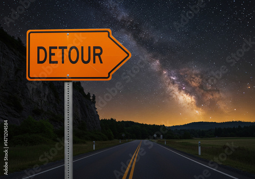 Detour to Discovery: Embracing Unexpected Paths for Business Innovation and Personal Growth, Opportunity in Change Concept with Road Sign