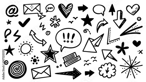 Hand drawn vector elements collection with doodles and graphic design components