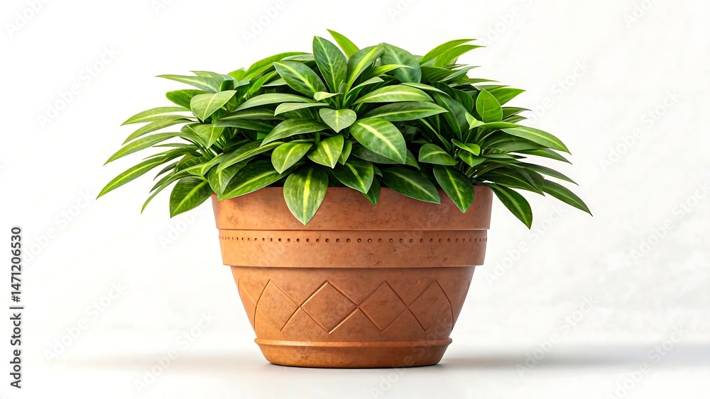 Fototapeta premium Lush Green Plant in Terracotta Pot Perfect for Home Decor or Office Spaces
