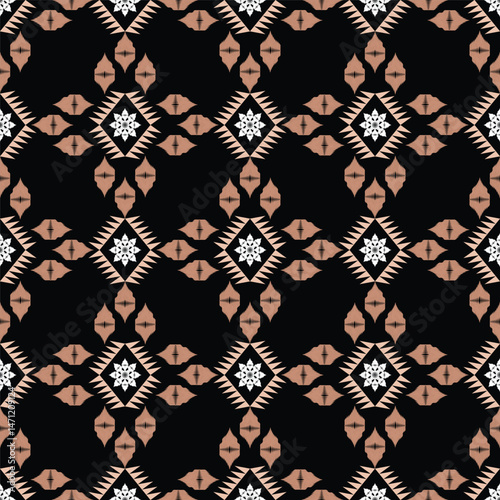 Geometric flower pattern for fabric and background, seamless pattern.