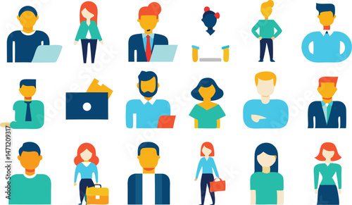 Set of Human Resources Illustrations Highlighting Employment and Career Development